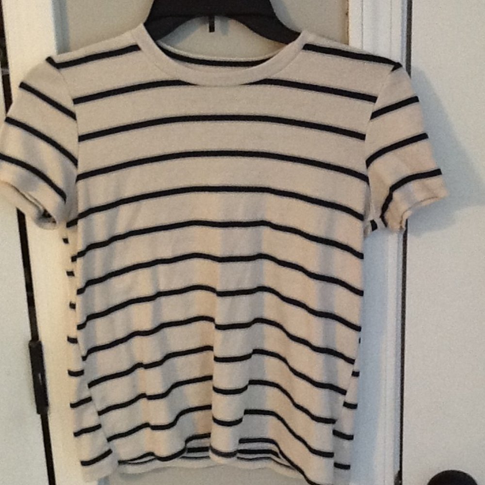 Cream Striped Babydoll tee